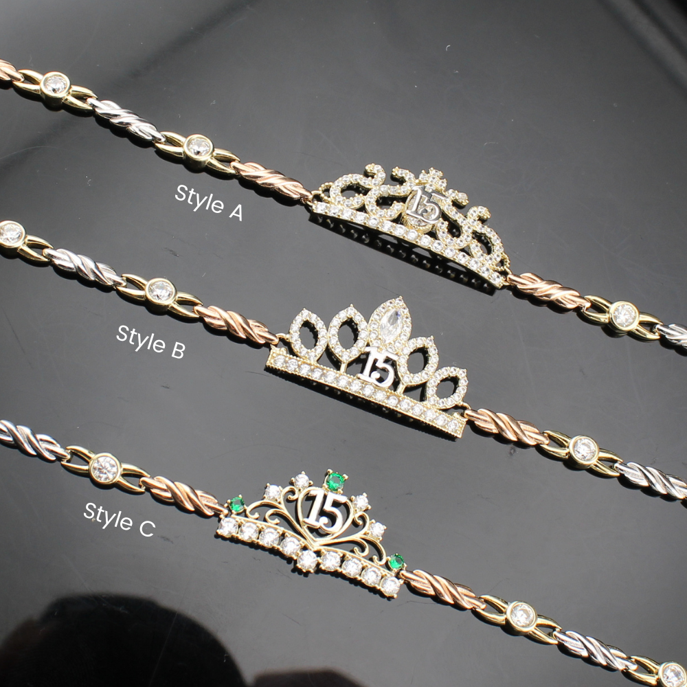 10K Quinceañera Crown Bracelets