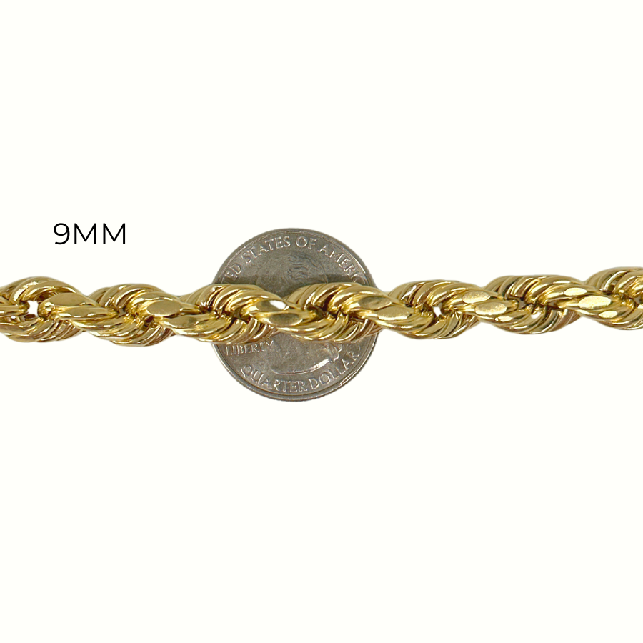 10K Rope Bracelet 2.5mm - 10mm