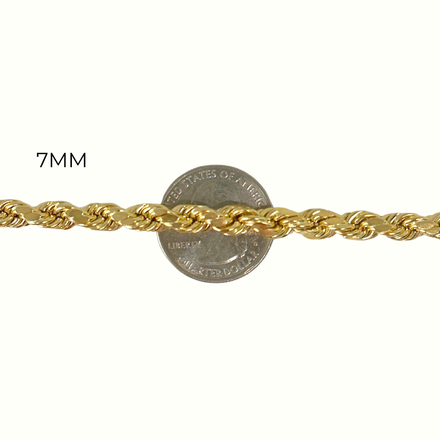 10K Rope Bracelet 2.5mm - 10mm