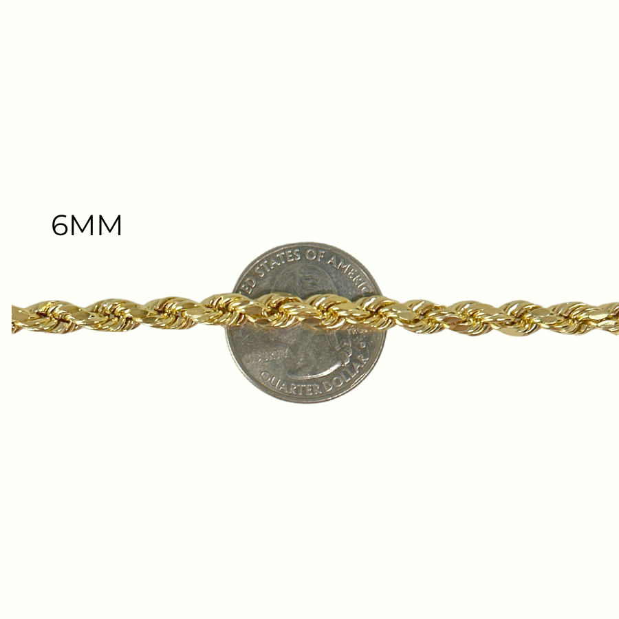 10K Rope Bracelet 2.5mm - 10mm