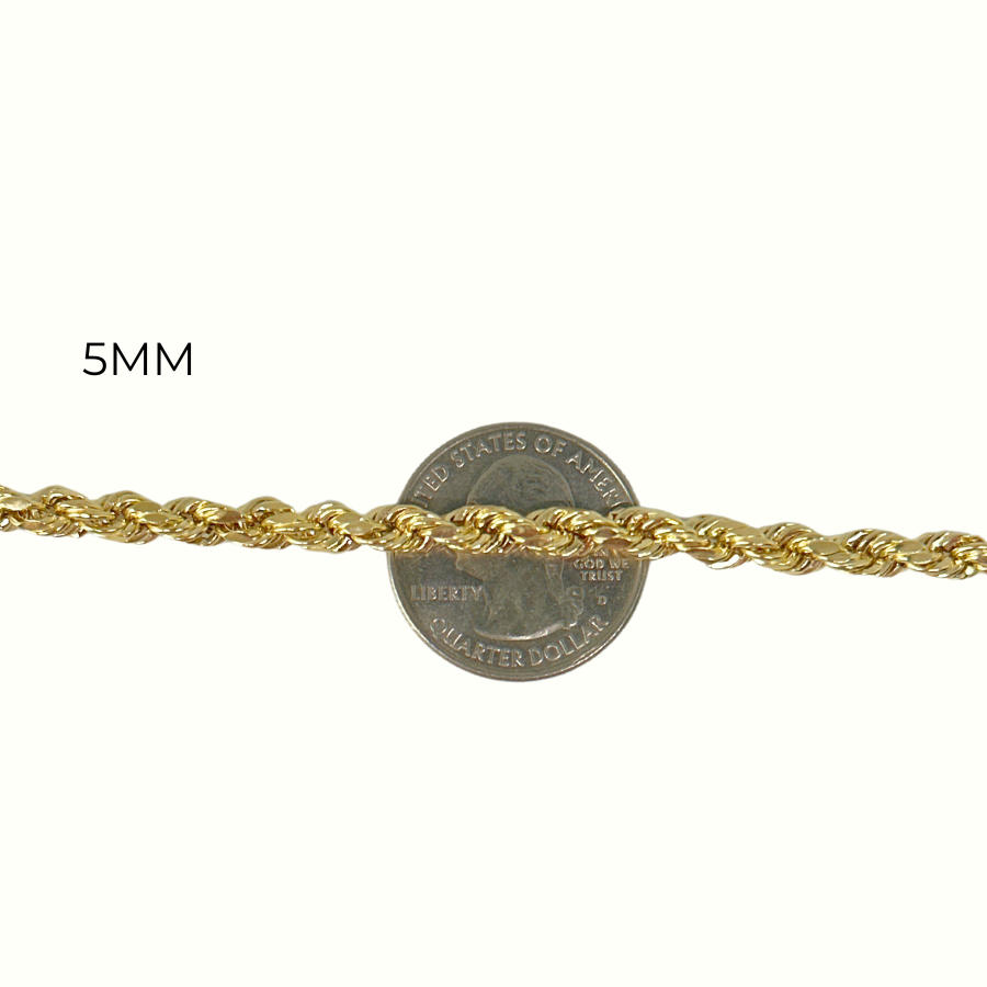 10K Rope Bracelet 2.5mm - 10mm