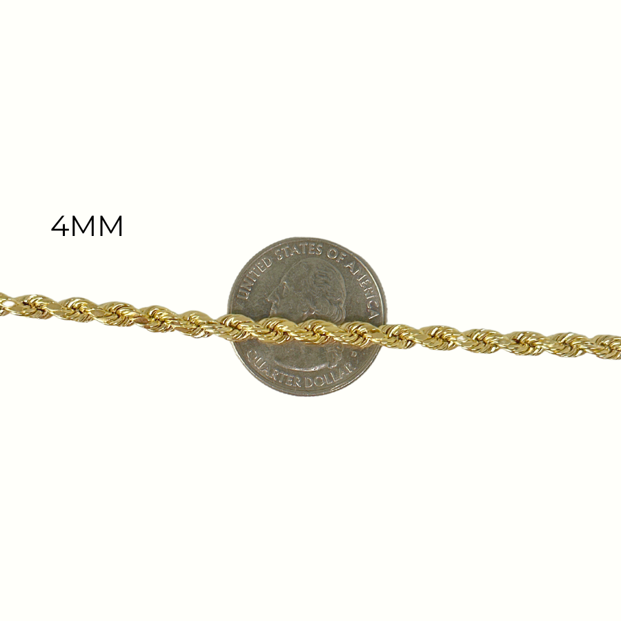 10K Rope Bracelet 2.5mm - 10mm