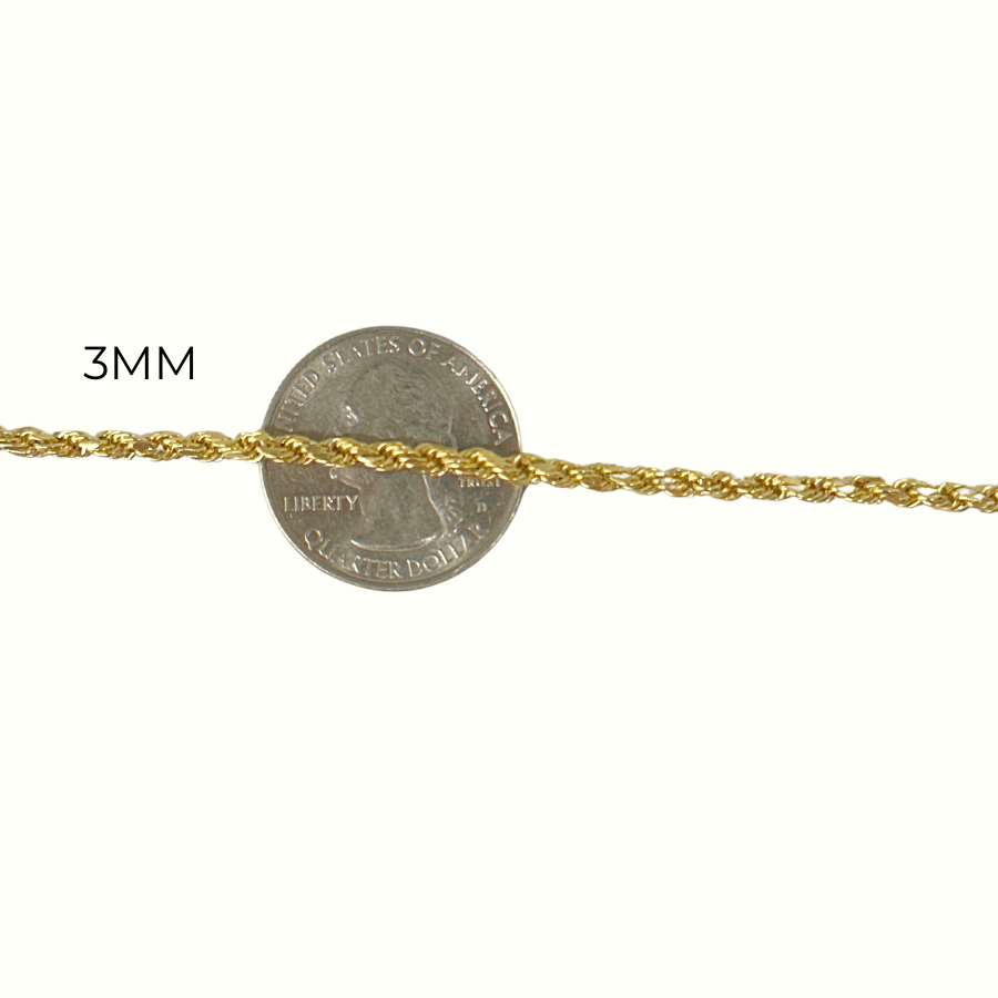 10K Rope Bracelet 2.5mm - 10mm