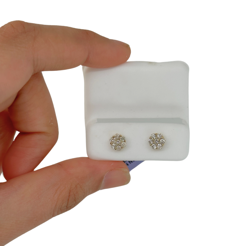 10k Diamond Round Studs