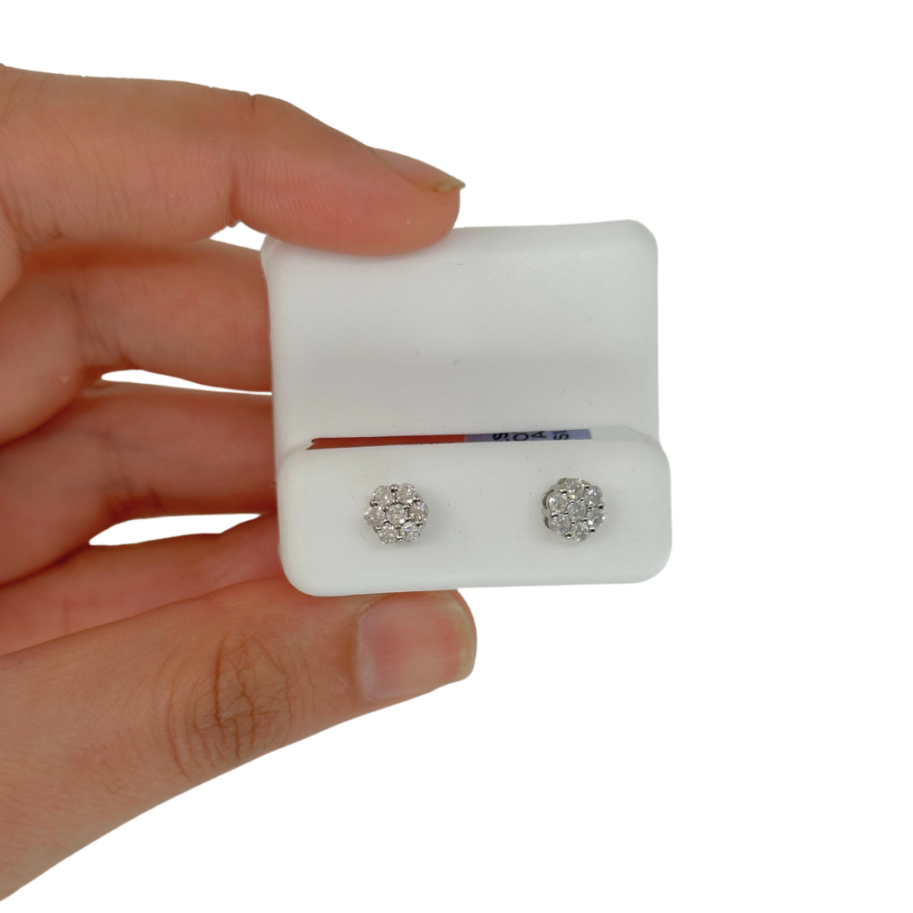 10k Diamond Round Studs