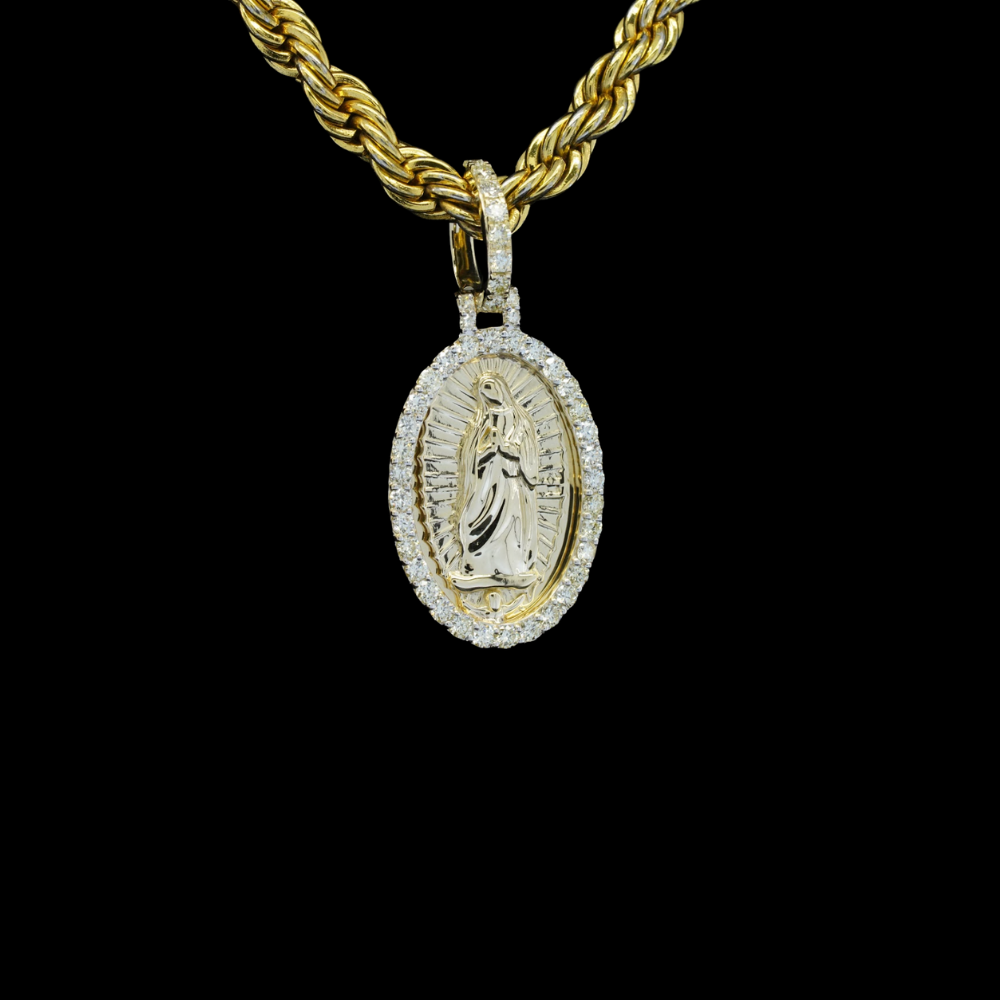 10k Diamond Virgin Mary Pendant 0.74 ctw