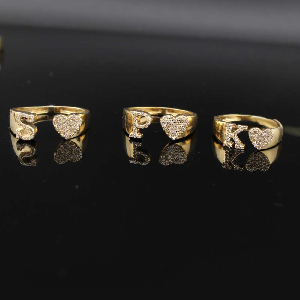 10K Diamond Initial Rings (Multiple Letters)