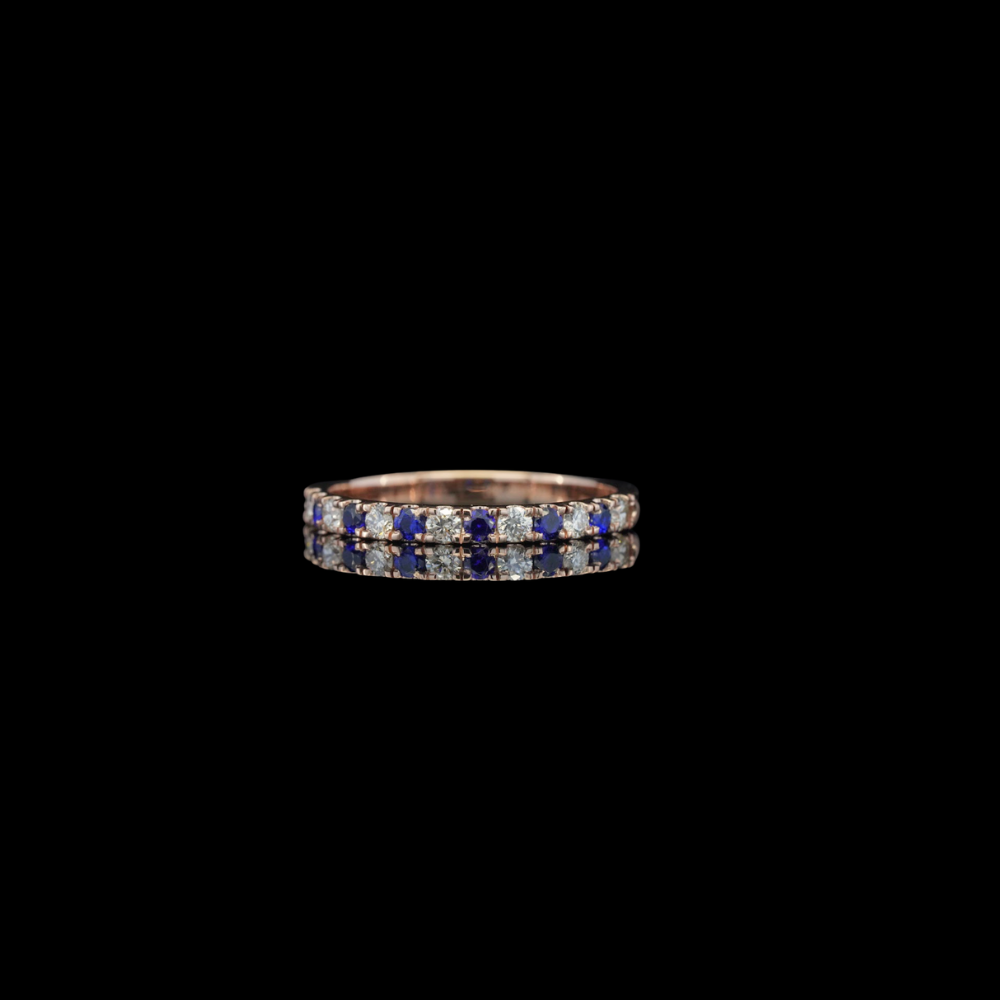 10K Rose Gold Diamond Blue Band Ring