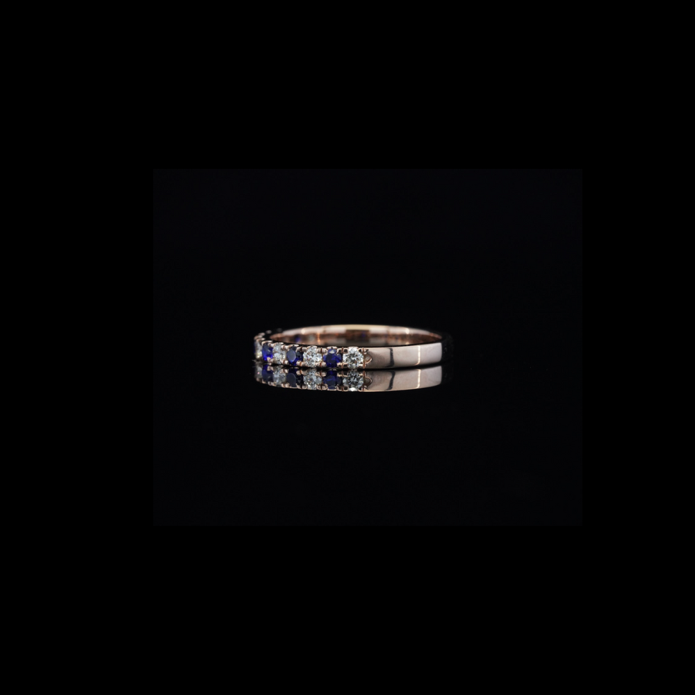 10K Rose Gold Diamond Blue Band Ring