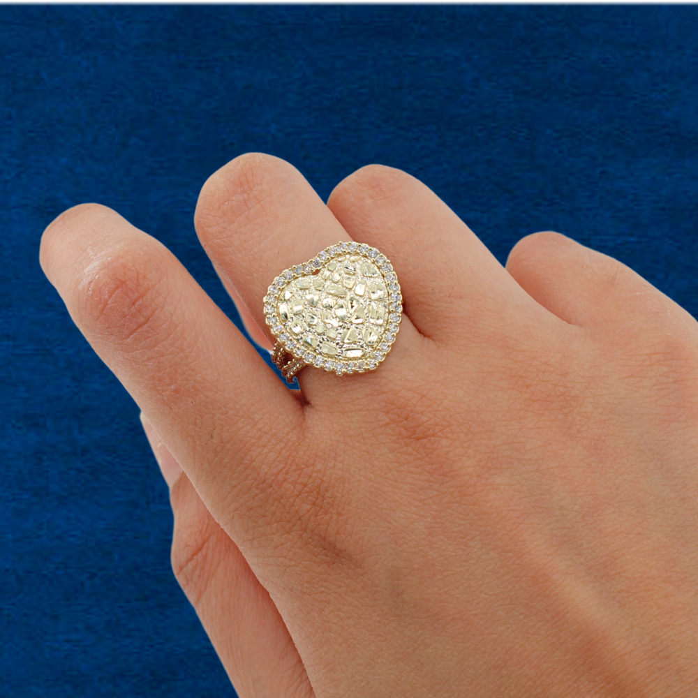 10K Nugget Heart Ring