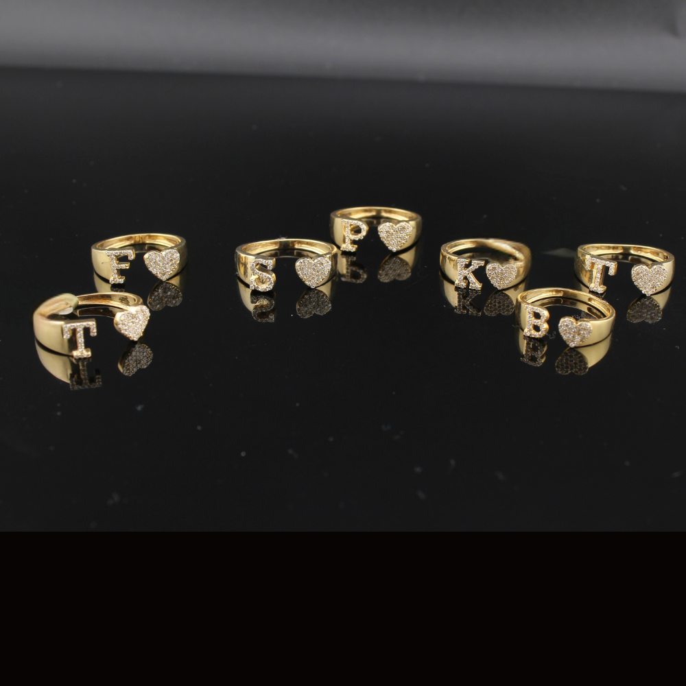 10K Diamond Initial Rings (Multiple Letters)