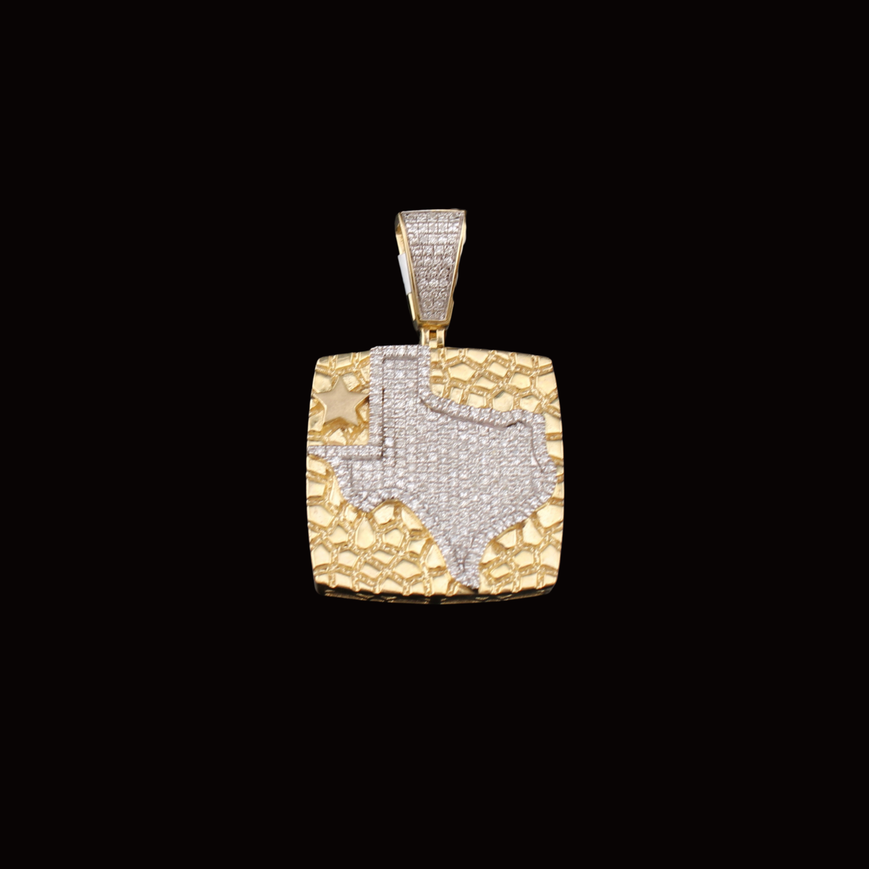 10K Diamond Texas Nugget Pendant