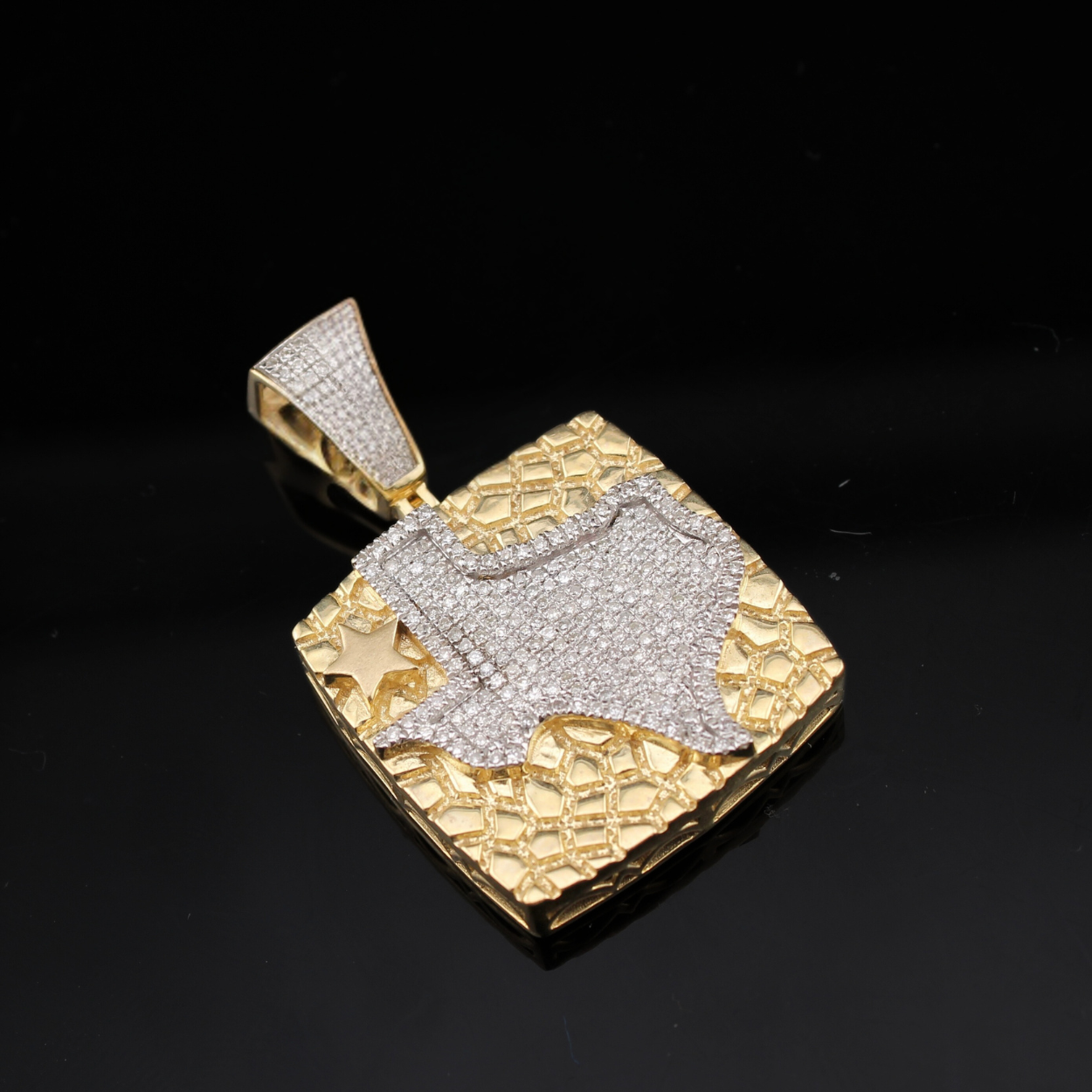 10K Diamond Texas Nugget Pendant