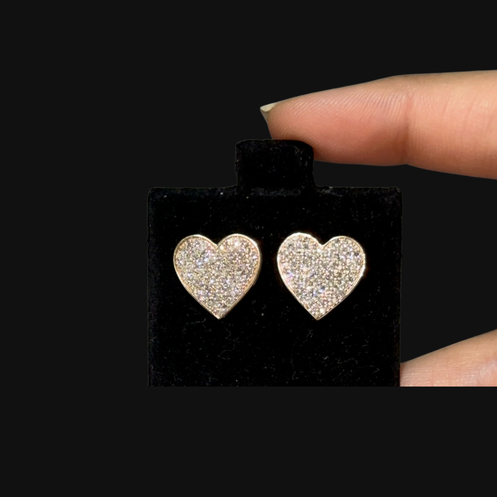 10K Diamond Heart Earrings