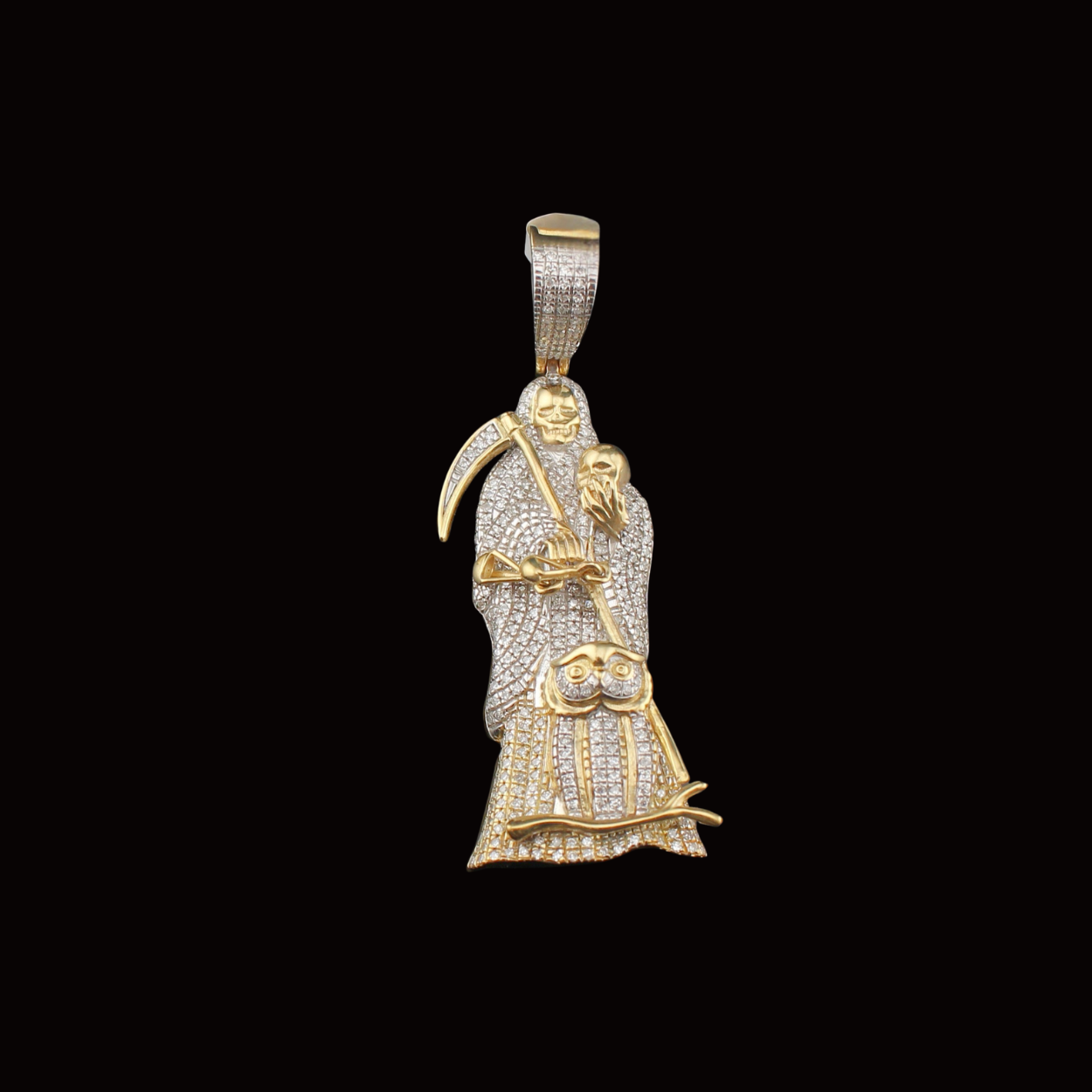 10K Diamond Santa Muerte Pendant