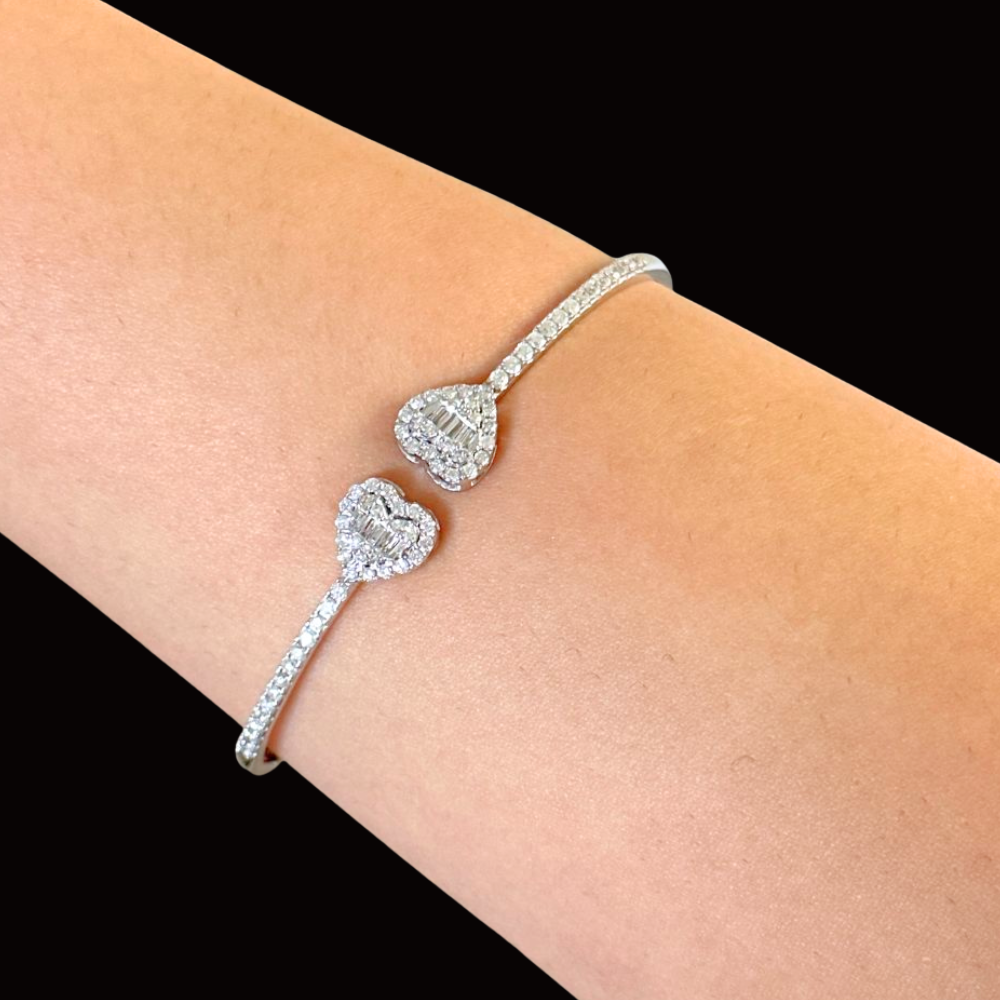 10K Heart Diamond Bangle