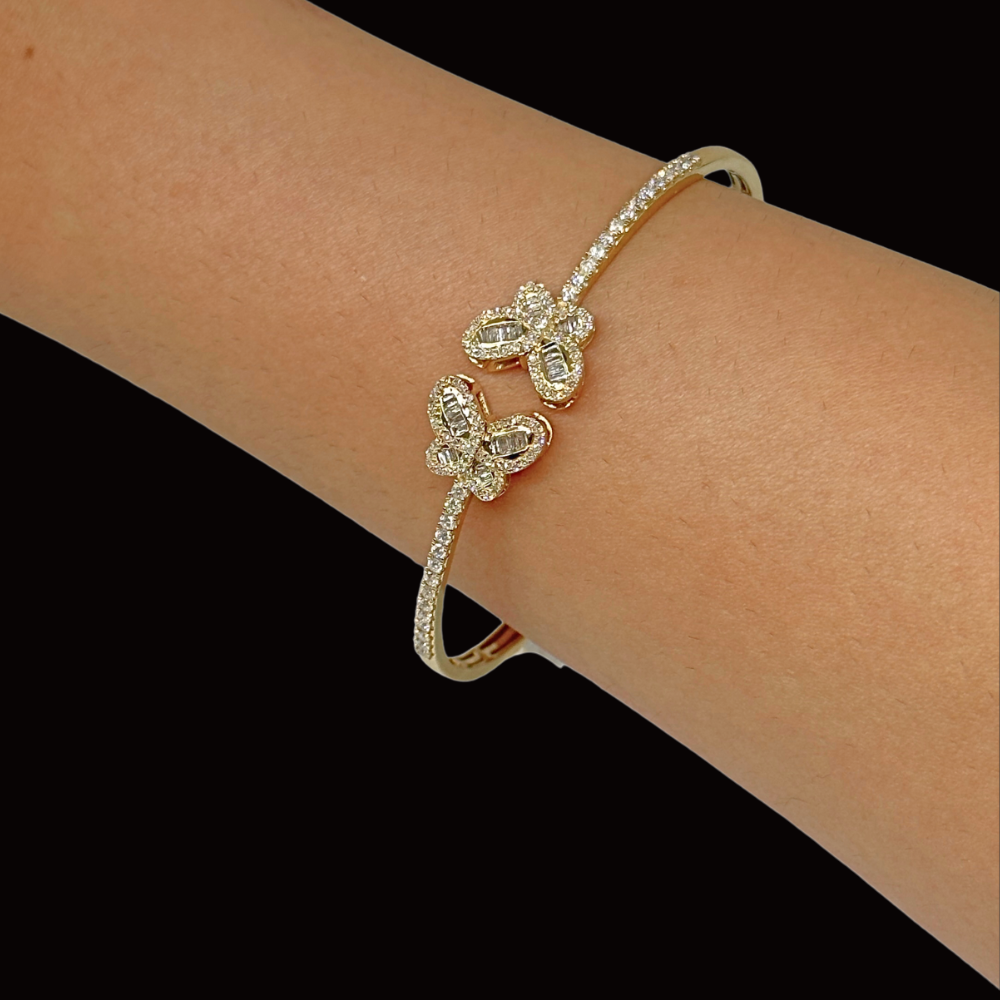 10K Diamond Butterfly Bangle