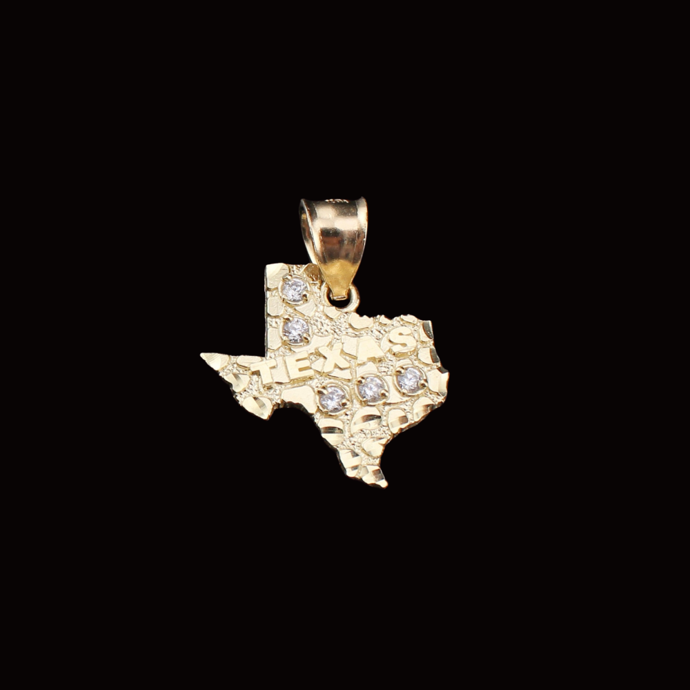 10K Real Gold Nugget Texas Necklace