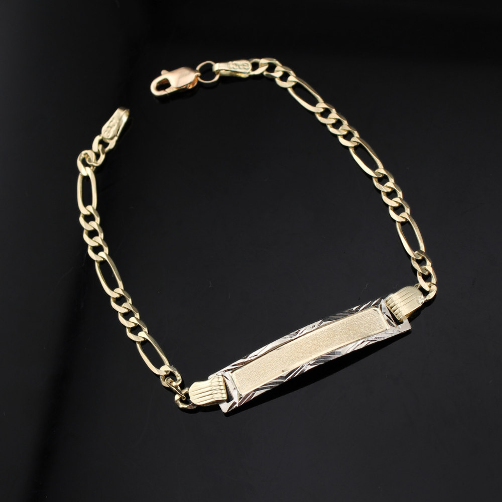 10k Gold Figaro ID Ladies/Baby Bracelet 6in