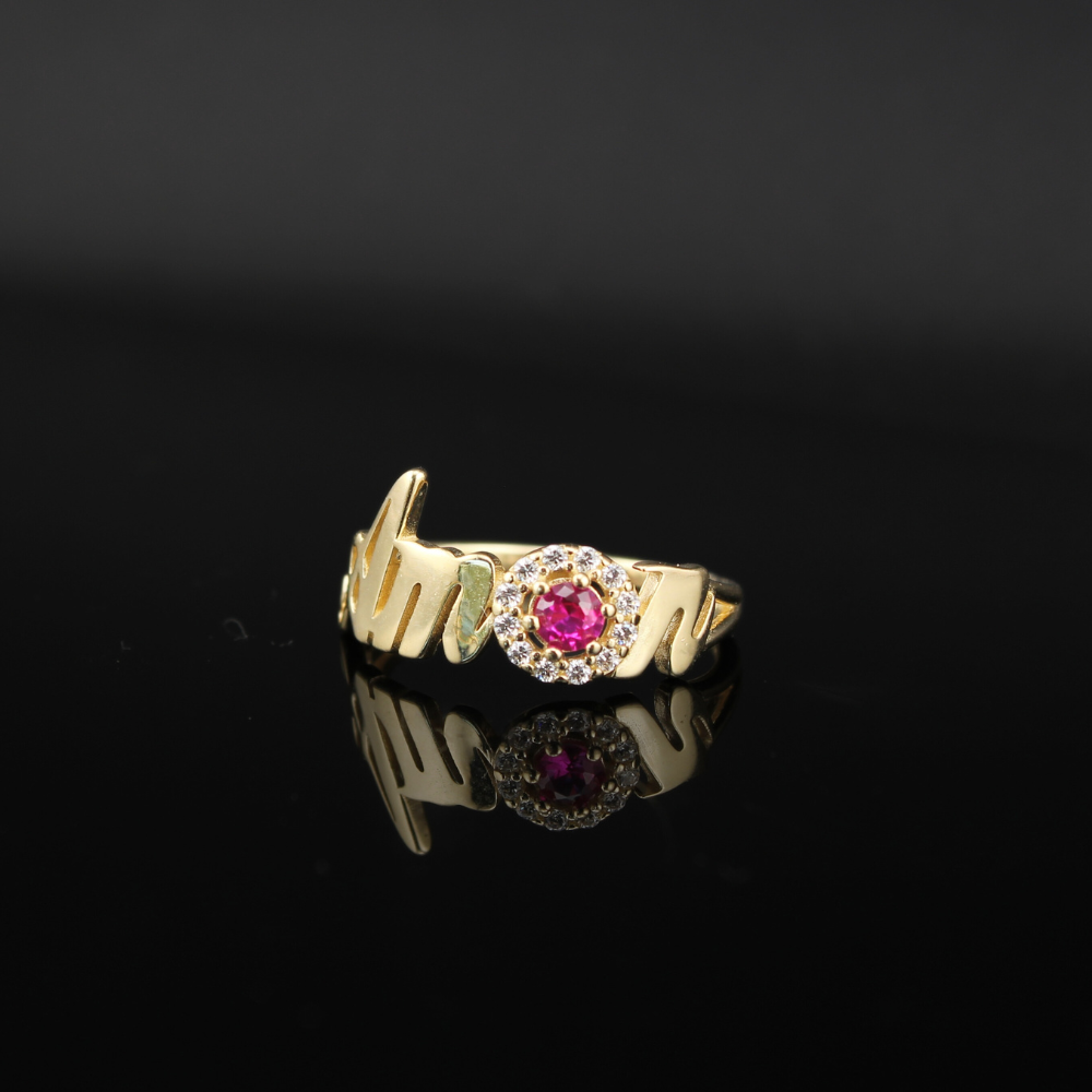14K Gold Amor Ring Stones