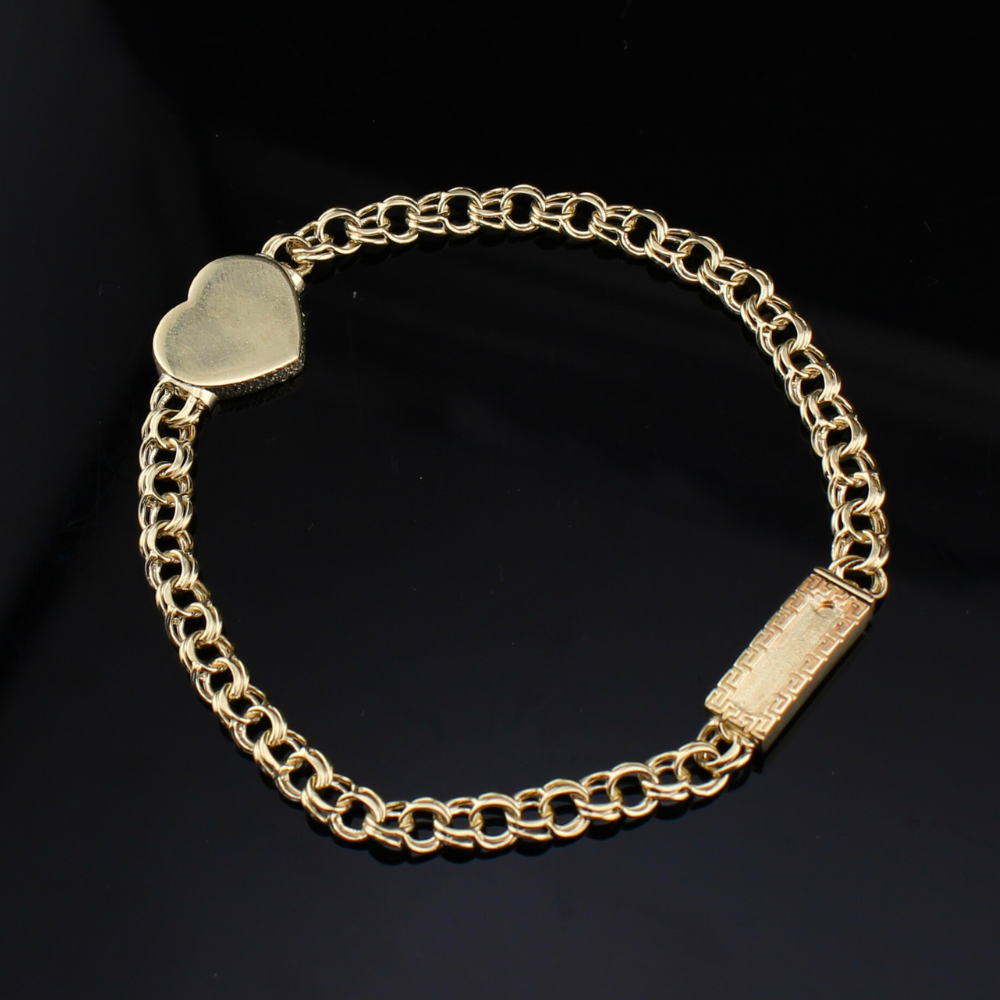 10K Chino Heart Bracelet 7in