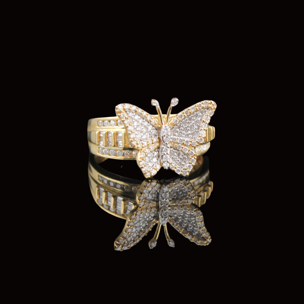10K Diamond Butterfly Ring