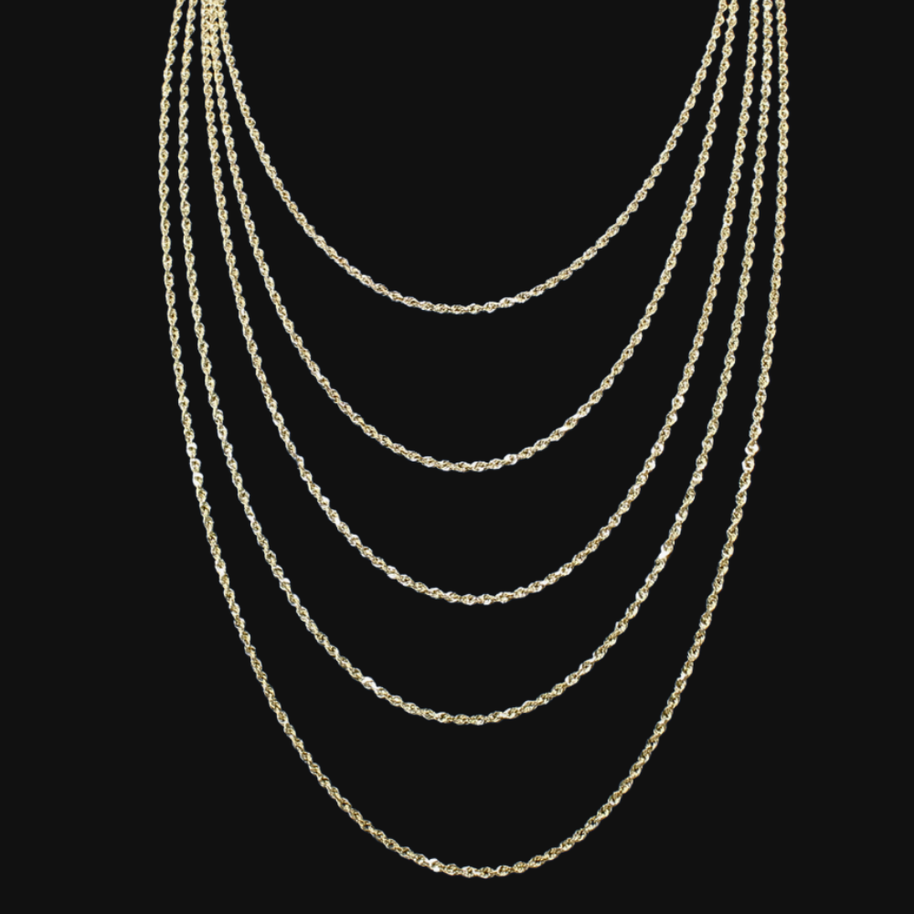 10K Solid Rope Chains 2mm