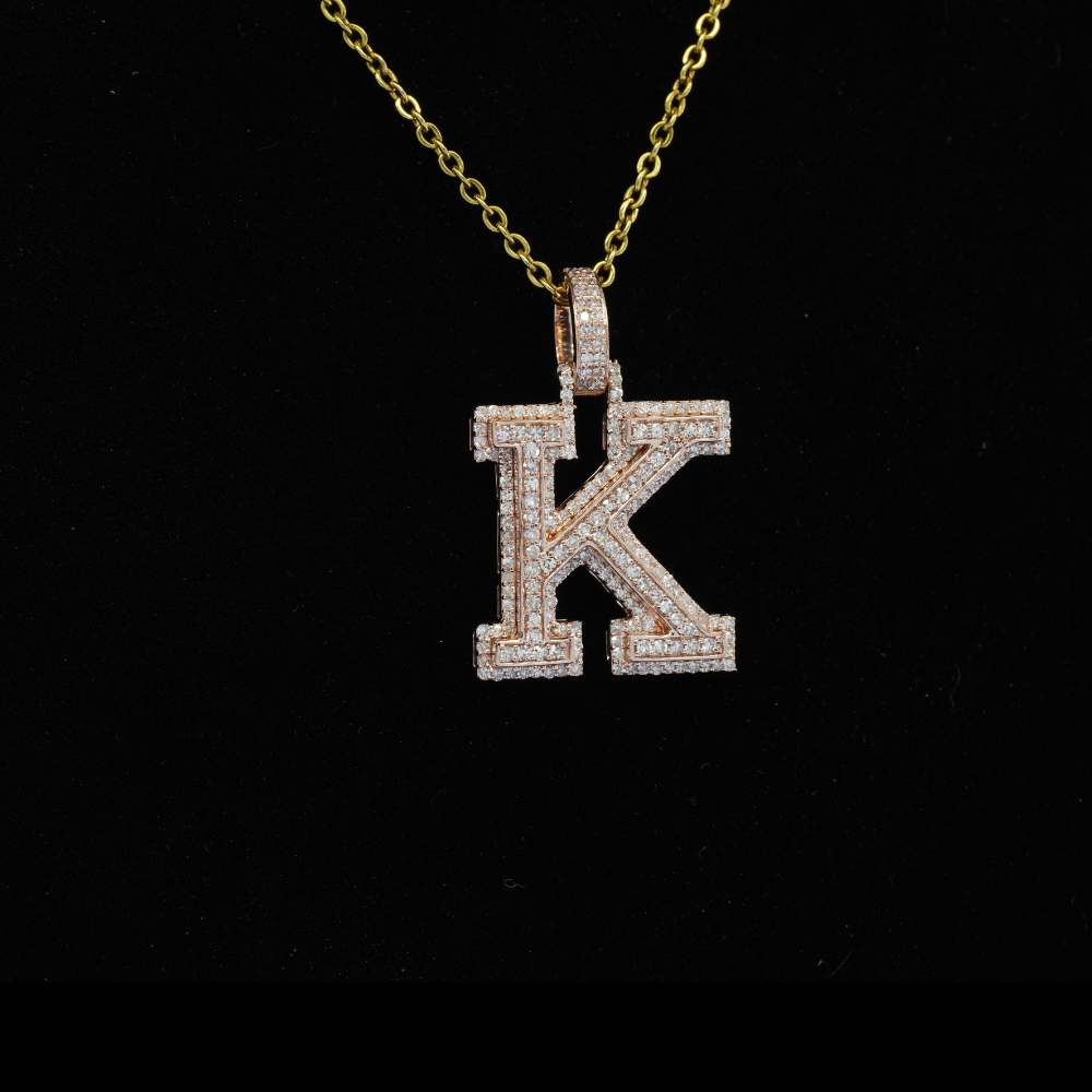 10k Diamond Letter K Pendant 0.63