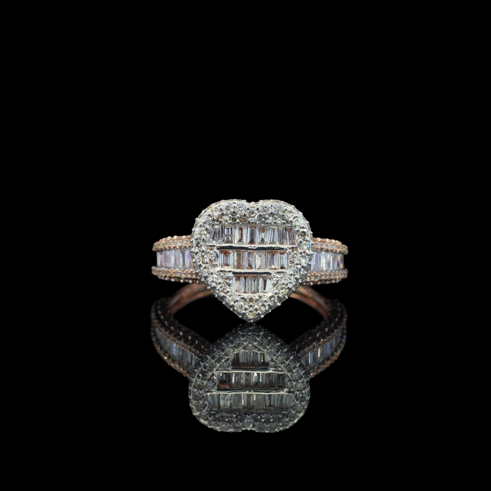 10K Rose Gold Diamond Heart Ring