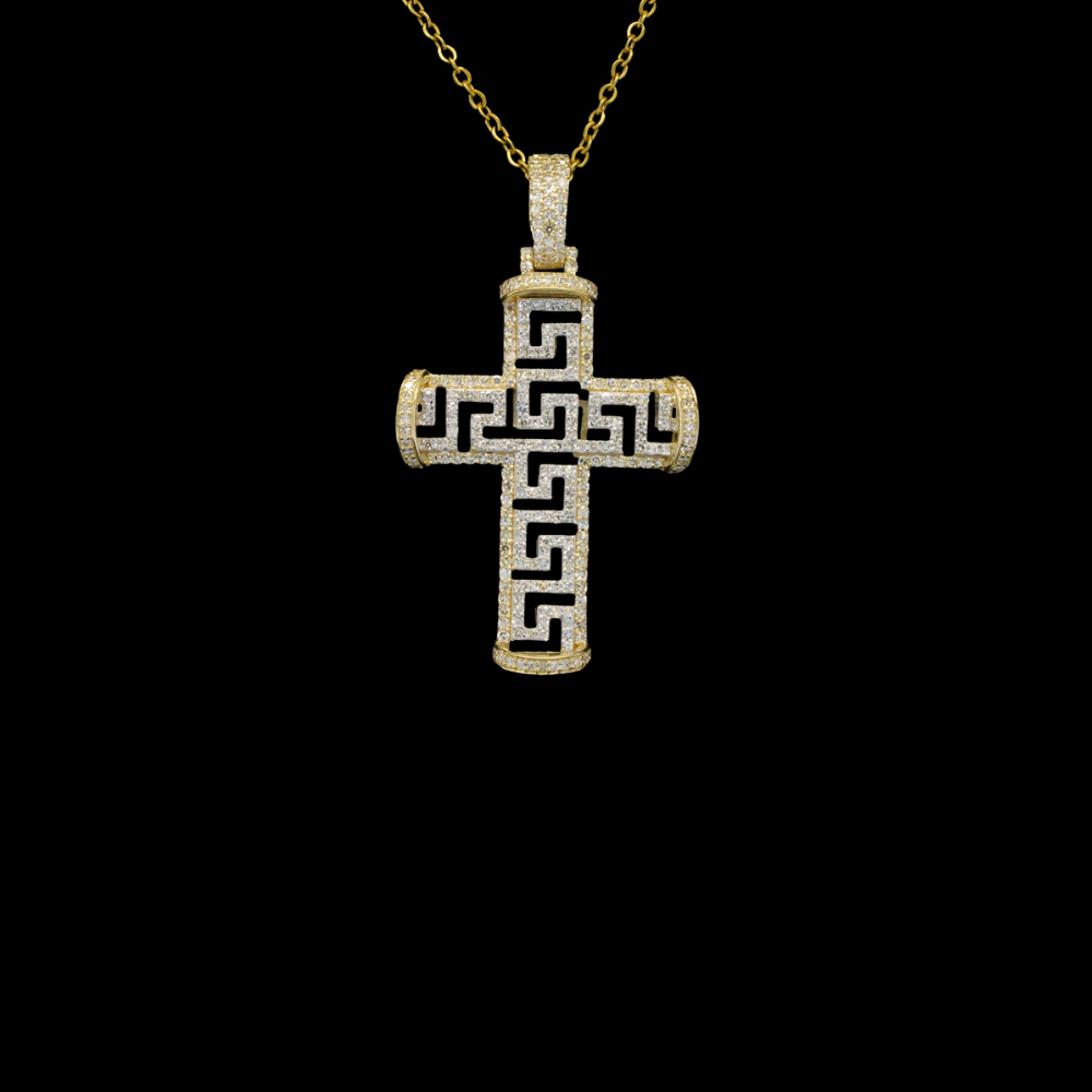 10k Diamond Cross Design Pendant 1.2ctw