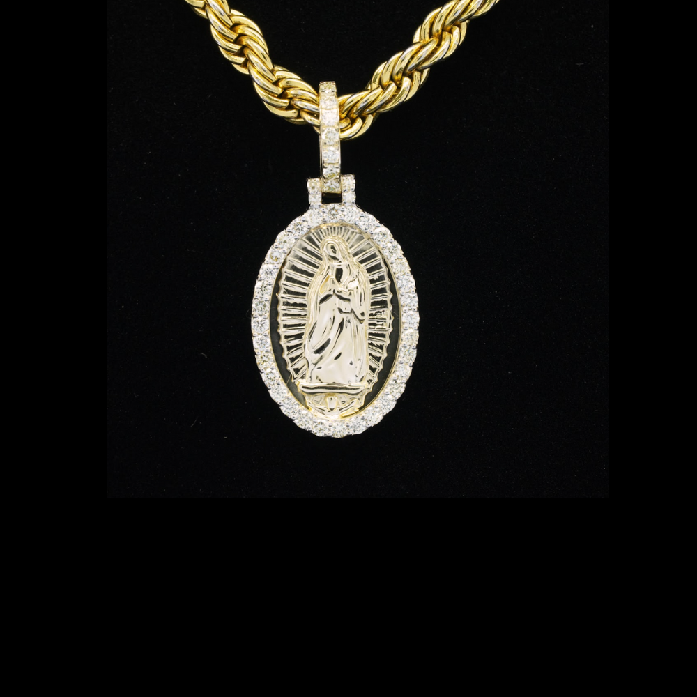 10k Diamond Virgin Mary Pendant 0.74 ctw