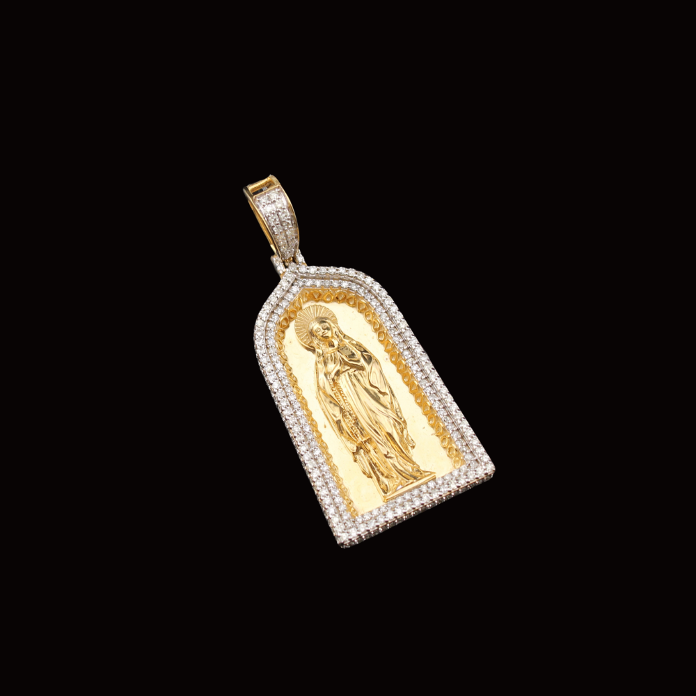 10K Diamond Virgin Mary Pendant