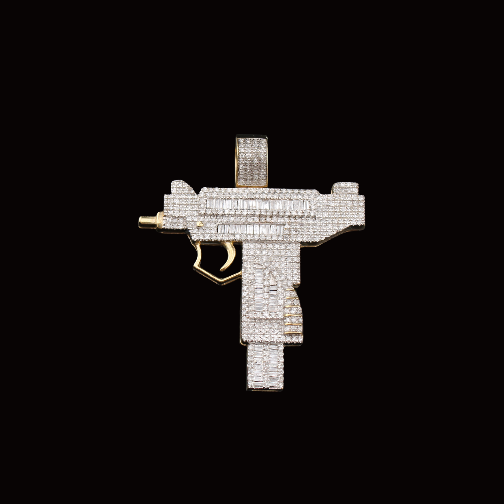 10K Diamond Uzi Pendant
