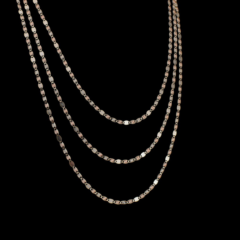 14K Real Gold Tri Color Valentino Chains 2.5mm - 3mm