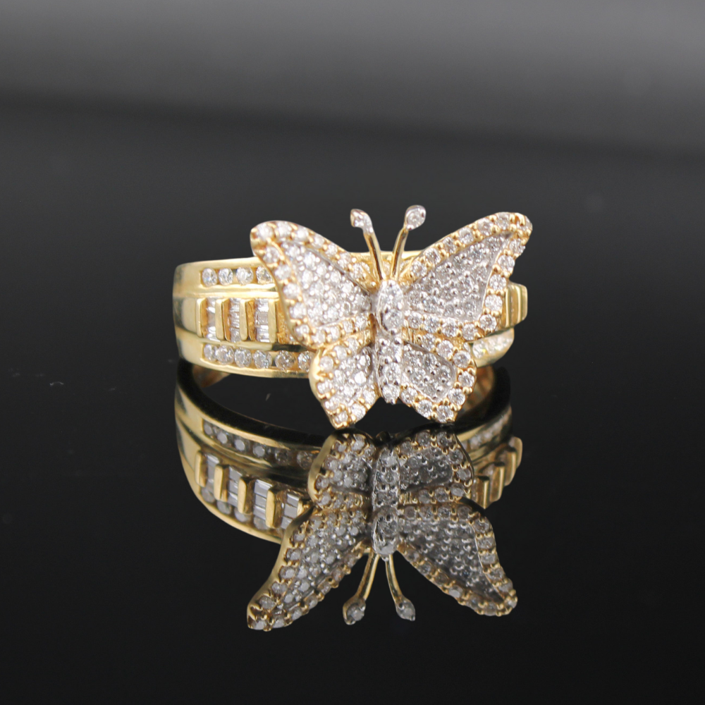 10K Diamond Butterfly Ring