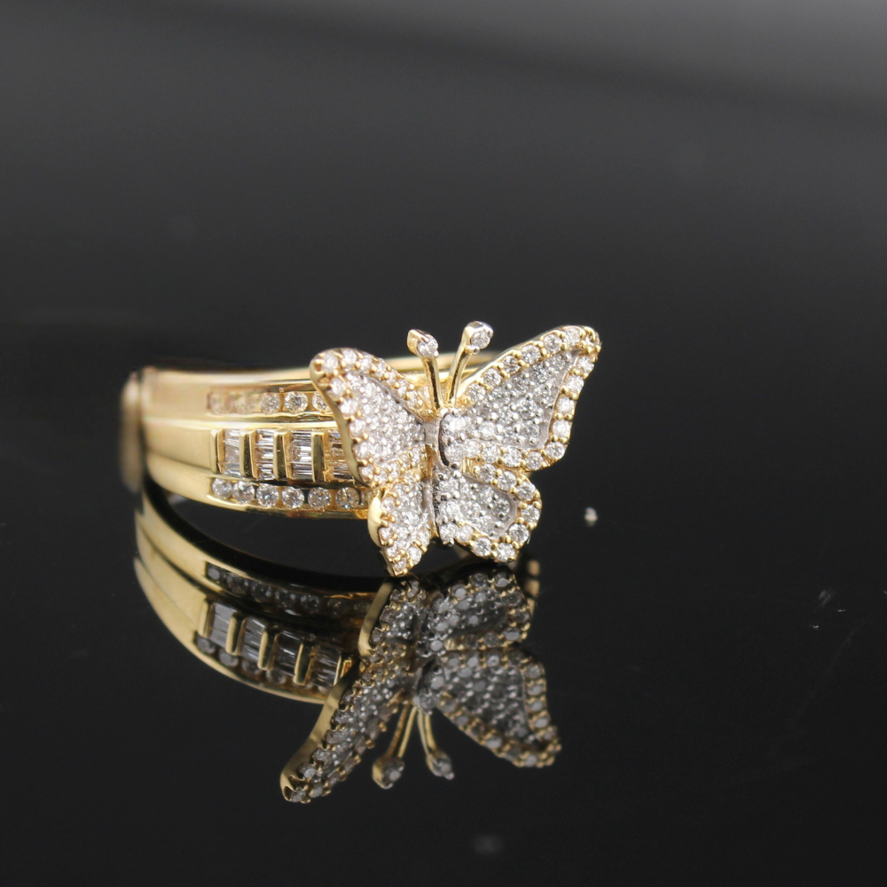 10K Diamond Butterfly Ring