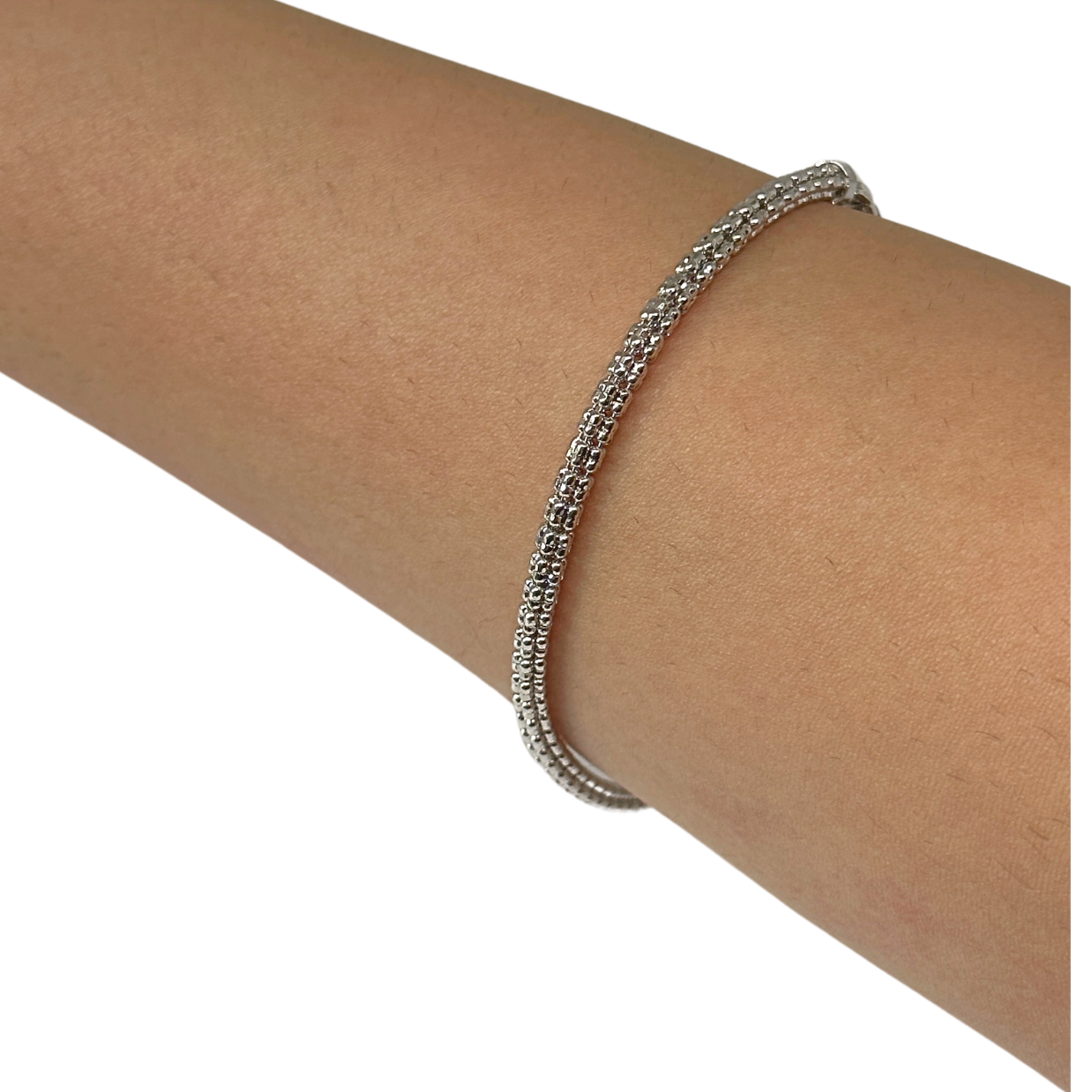10K Diamond Cut Bracelet - White Gold