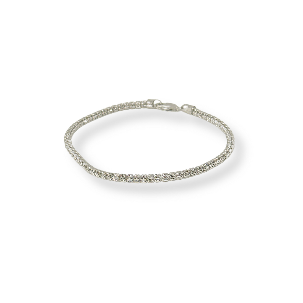 10K Diamond Cut Bracelet - White Gold