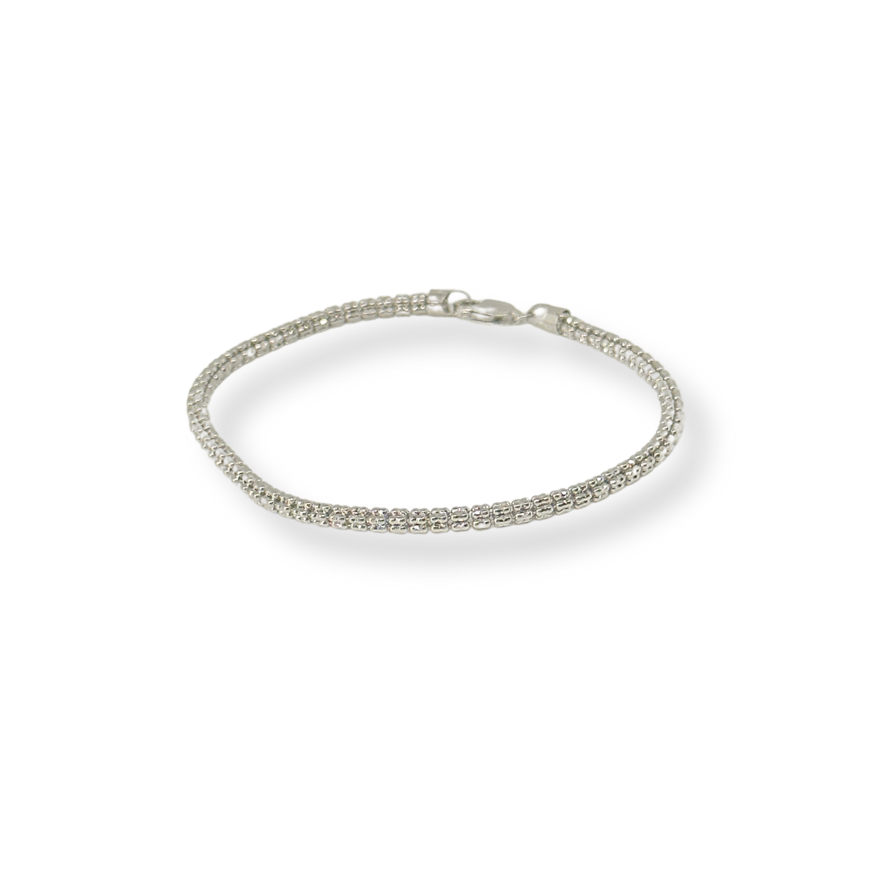10K Diamond Cut Bracelet - White Gold