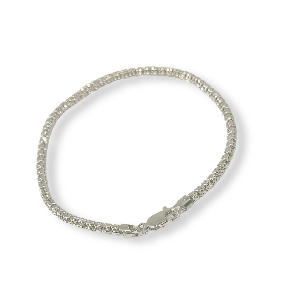 10K Diamond Cut Bracelet - White Gold