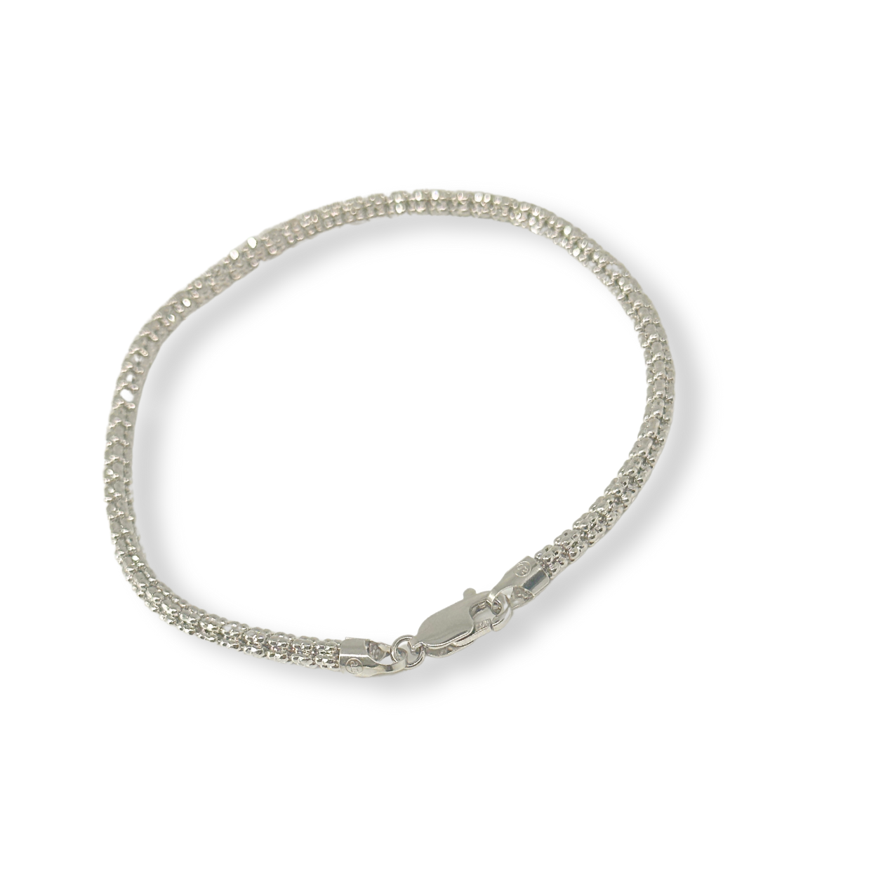 10K Diamond Cut Bracelet - White Gold