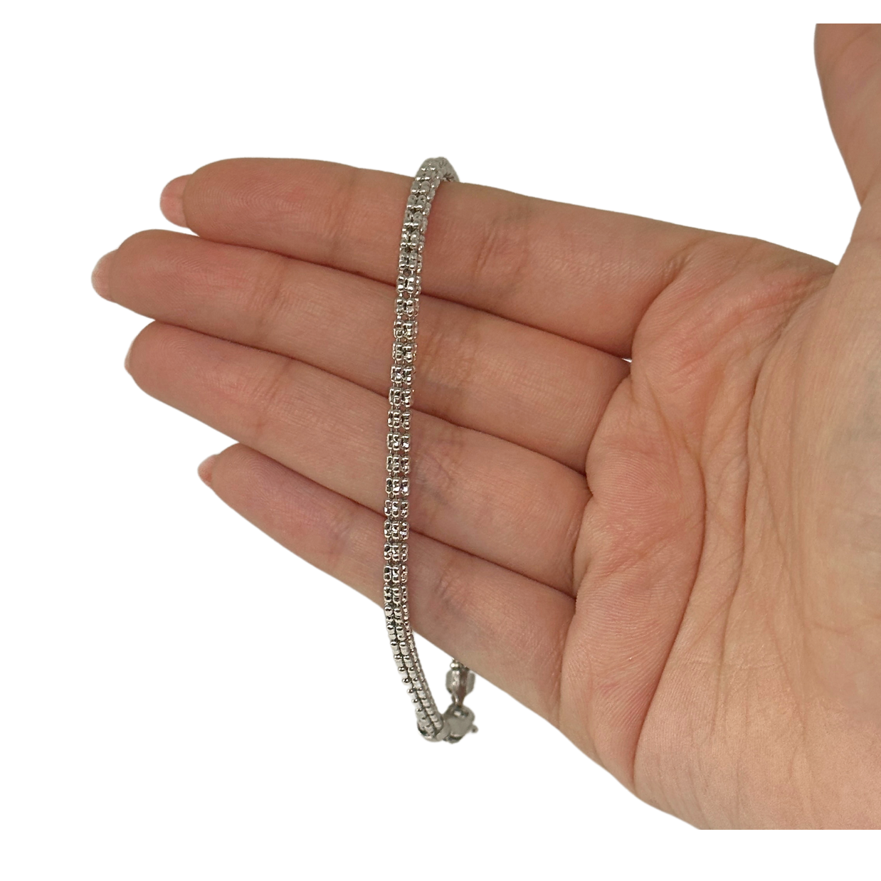 10K Diamond Cut Bracelet - White Gold