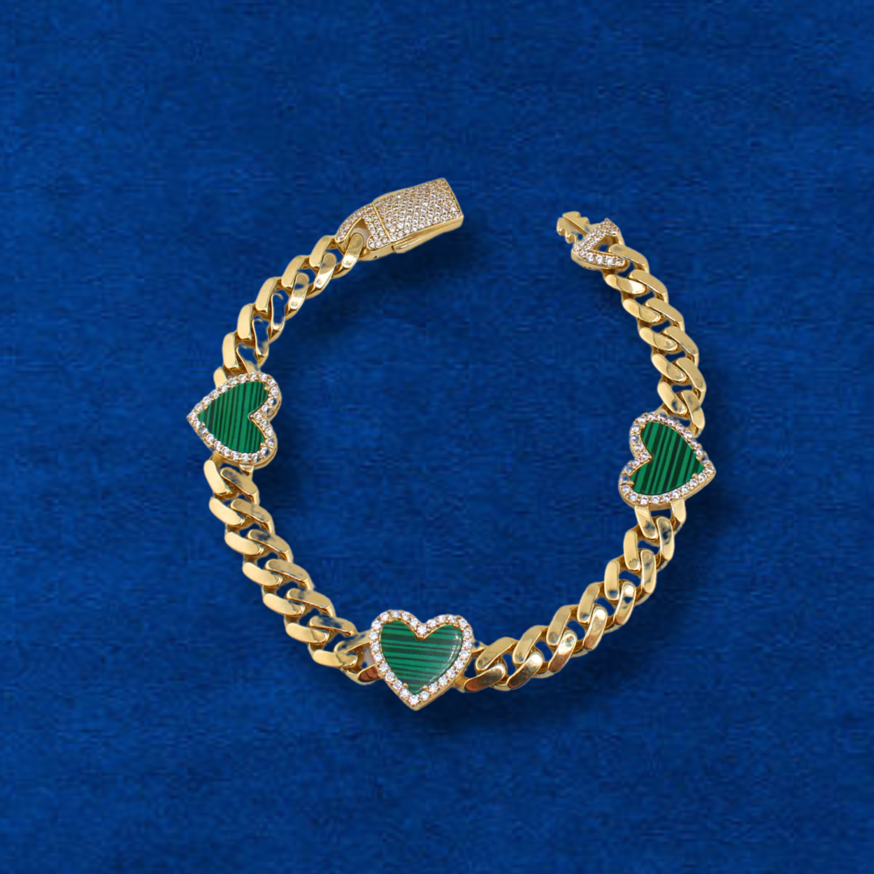 10K Heart Cuban Bracelet