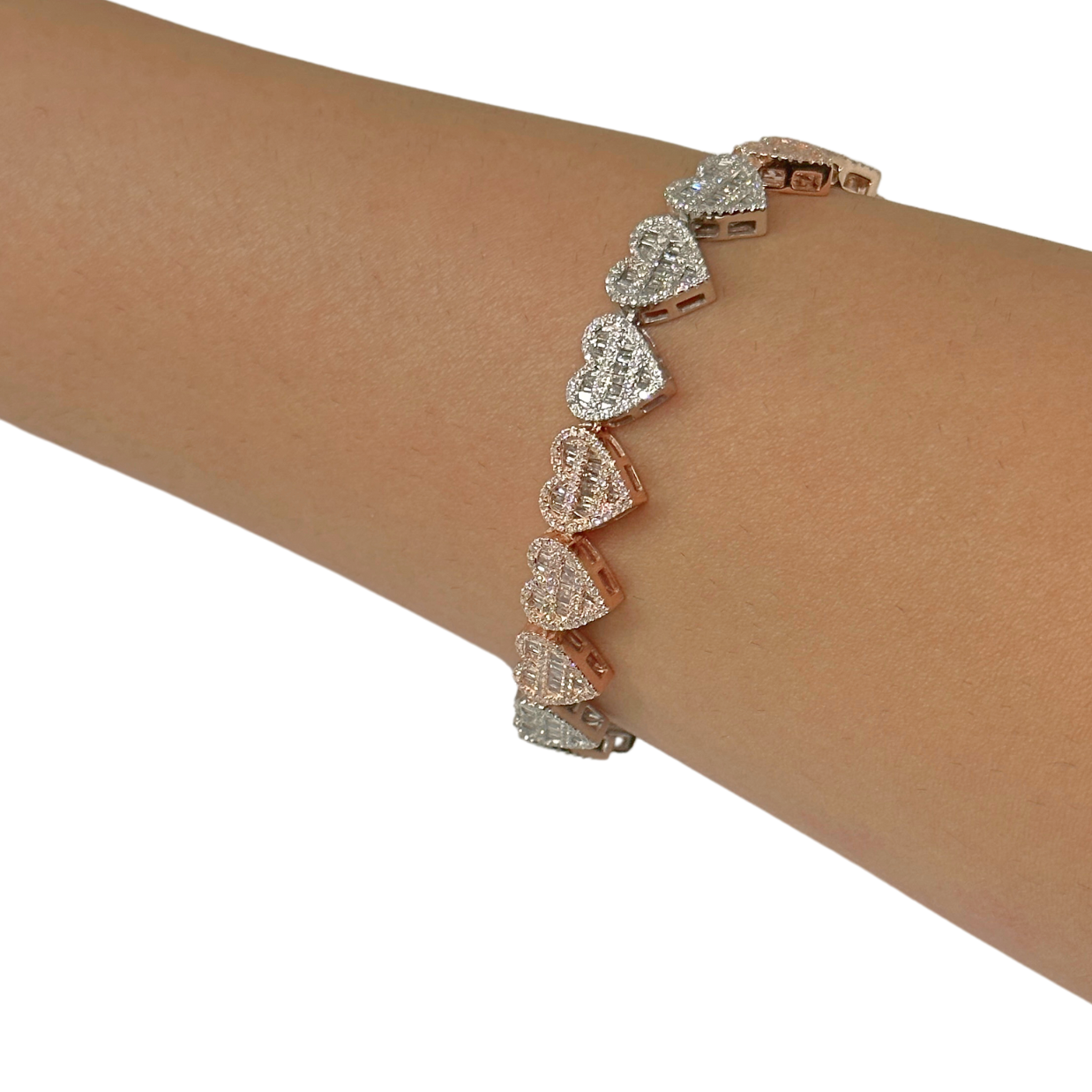 10K Diamond Heart Bracelet Tri-Color