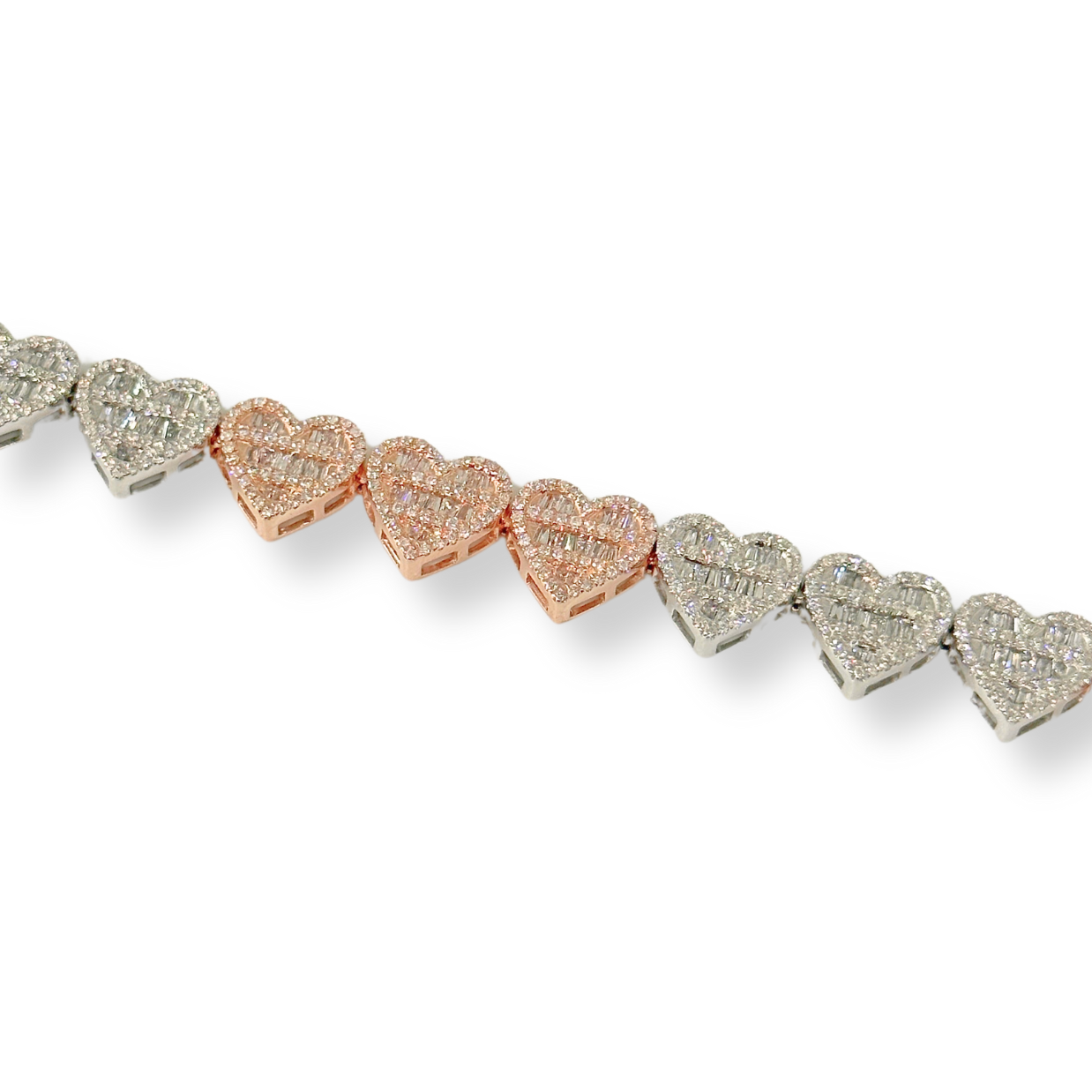 10K Diamond Heart Bracelet Tri-Color