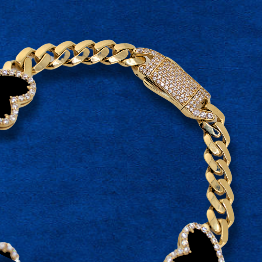 10K Heart Cuban Bracelet