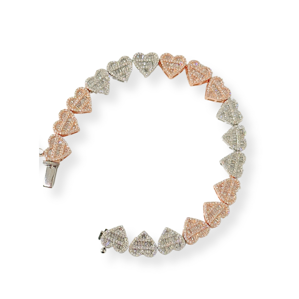 10K Diamond Heart Bracelet Tri-Color