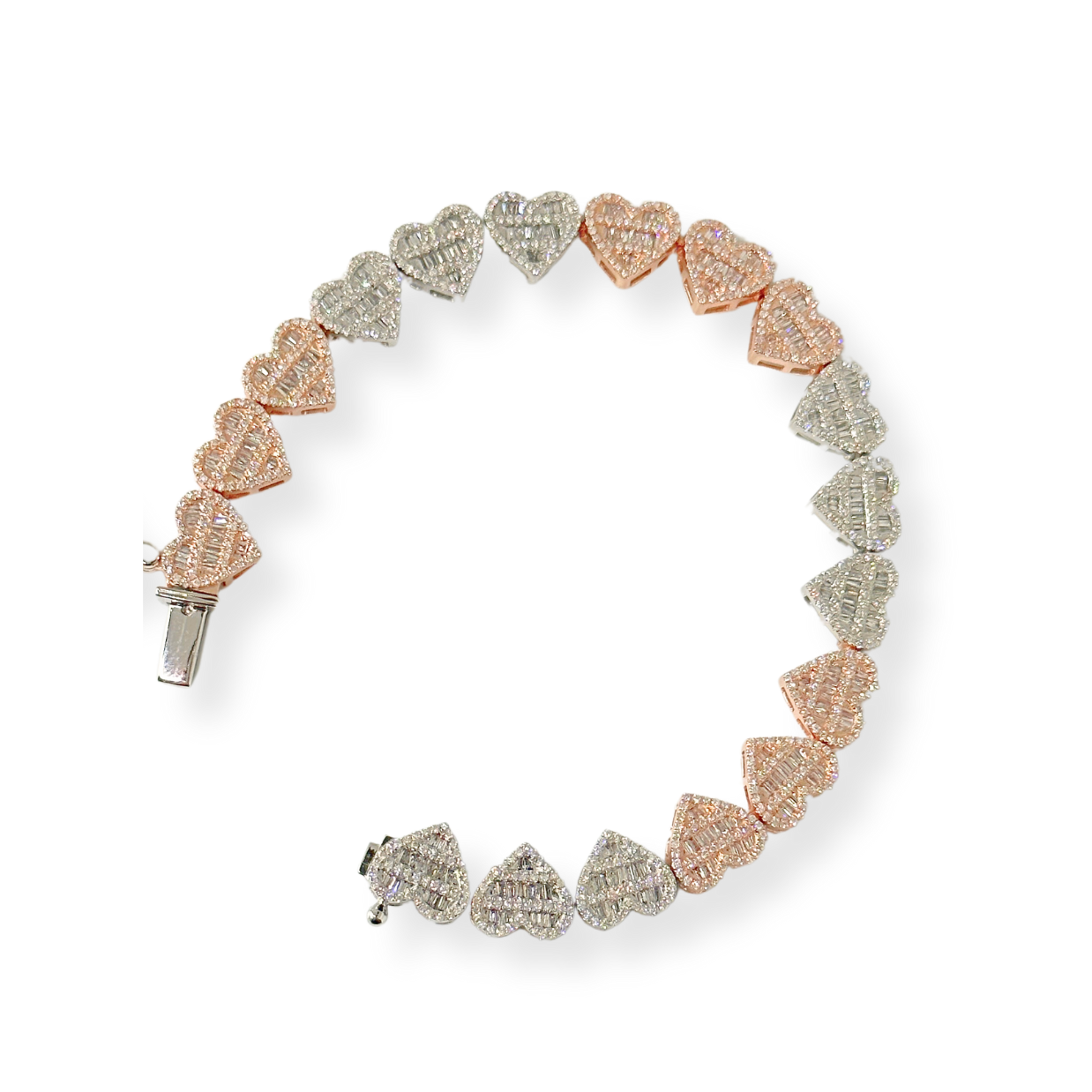 10K Diamond Heart Bracelet Tri-Color