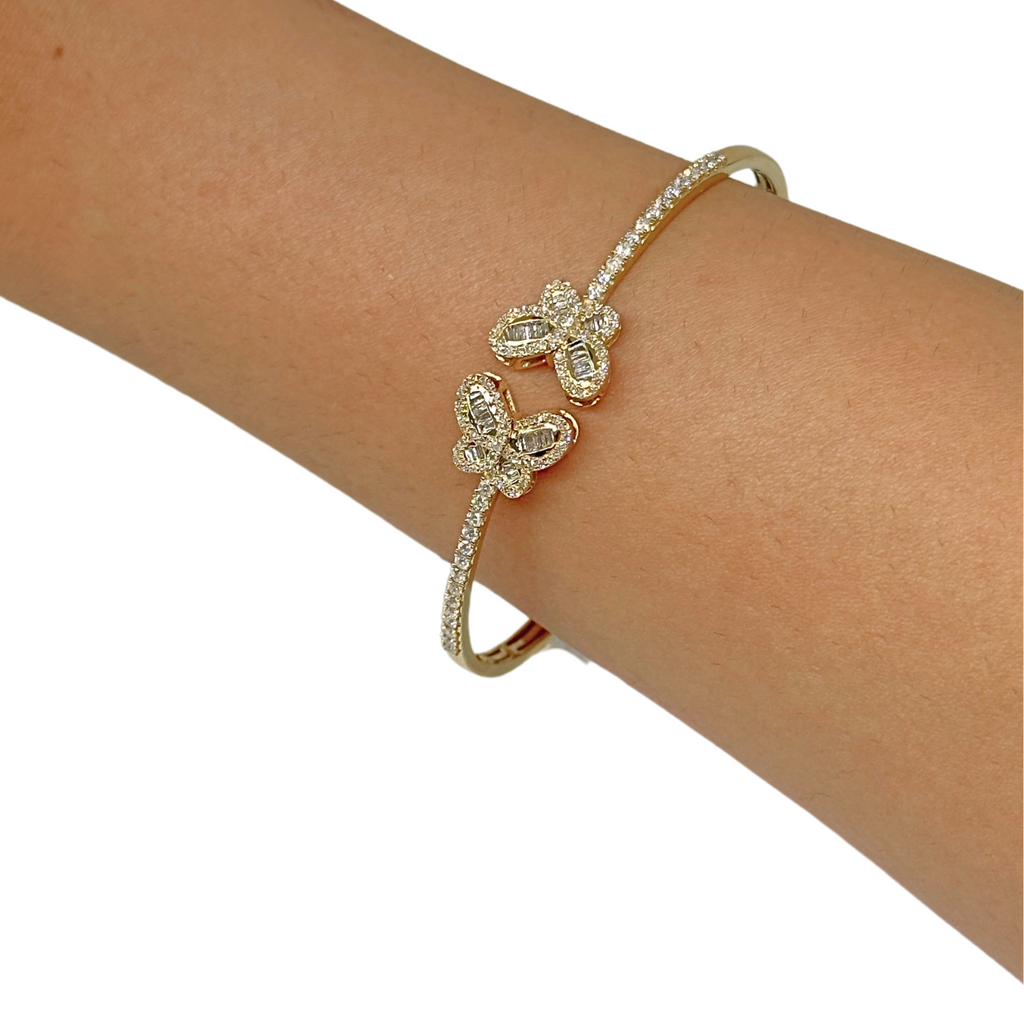 10K Diamond Butterfly Bangle