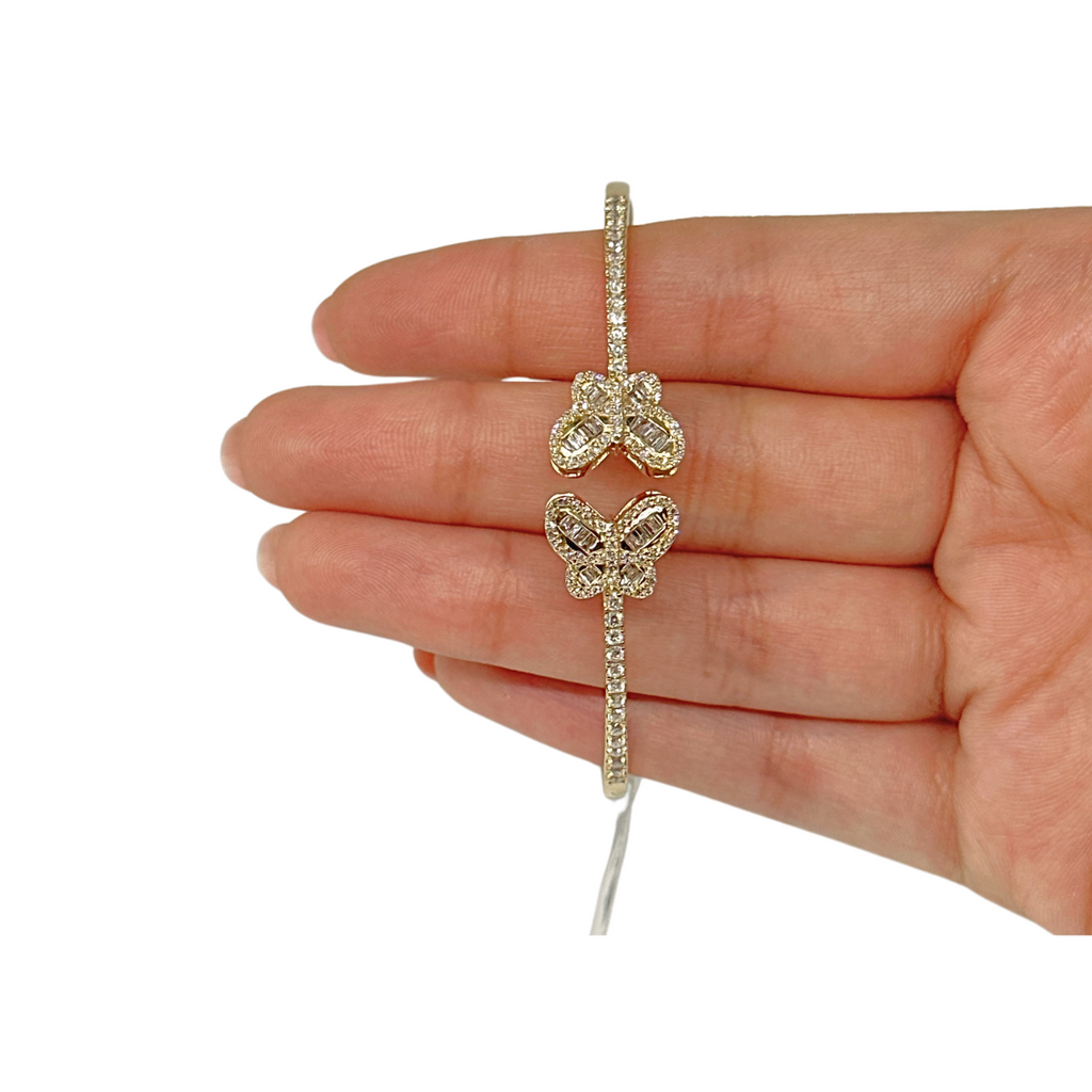 10K Diamond Butterfly Bangle